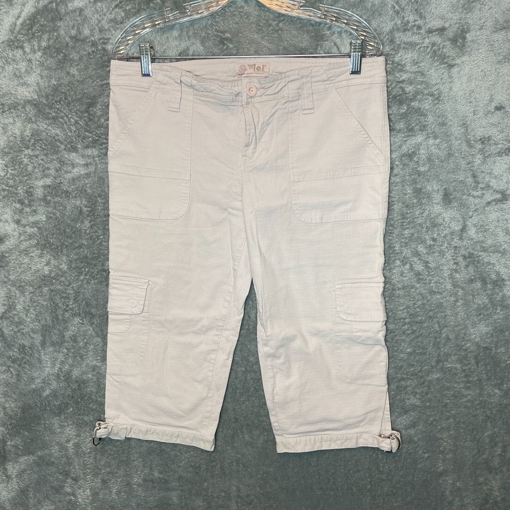 LEI Juniors Y2K Low Rise Straight Stretch Ripstop Utility Cargo Capri Pants 9